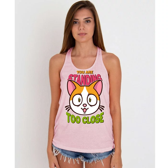 Your Standing Too Close Social Distancing Cat Women's Knotted Racerback Tank