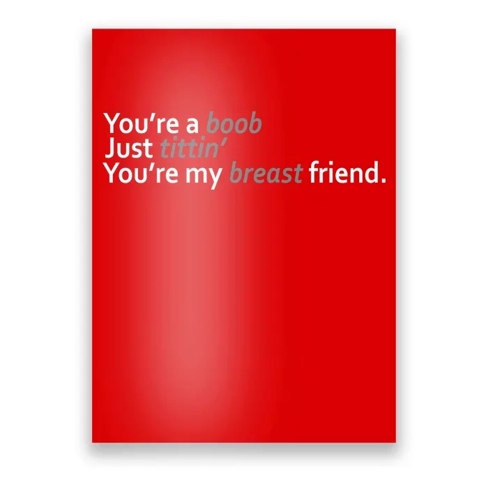 You're A Boob Just Tittin You're My Breast Friend Poster