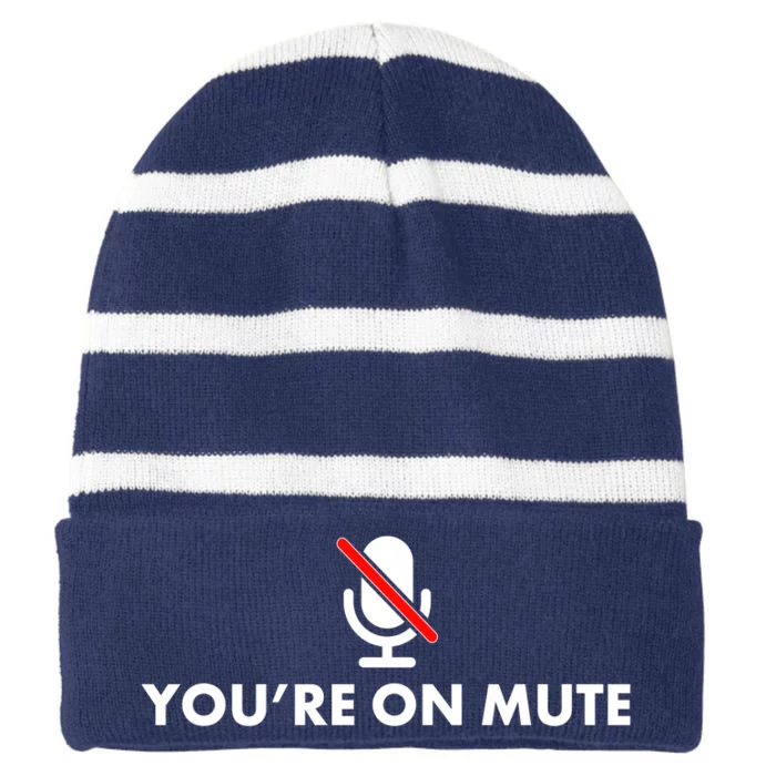 You're On Mute Striped Beanie with Solid Band