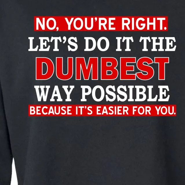 You're Right Let's Do The Dumbest Way Possible Humor Cropped Pullover Crew