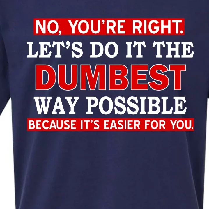 You're Right Let's Do The Dumbest Way Possible Humor Sueded Cloud Jersey T-Shirt