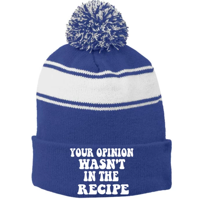 Your Opinion Wasnt In The Recipe Funny Gift Stripe Pom Pom Beanie