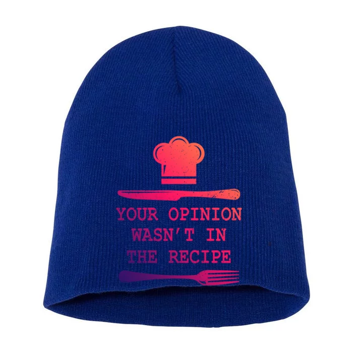 Your Opinion Wasnt In The Recipe Cooking Chef Birthday Cute Gift Short Acrylic Beanie