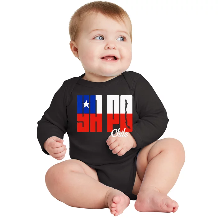 Ya Po Chile Flag And Map Word Fill Baby Long Sleeve Bodysuit