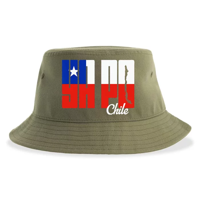 Ya Po Chile Flag And Map Word Fill Sustainable Bucket Hat