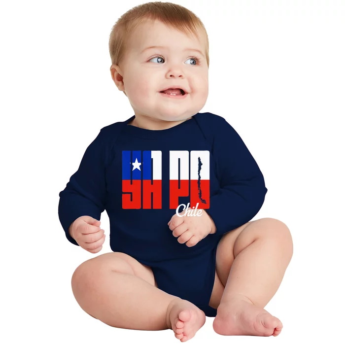 Ya Po Chile Flag And Map Word Fill Baby Long Sleeve Bodysuit