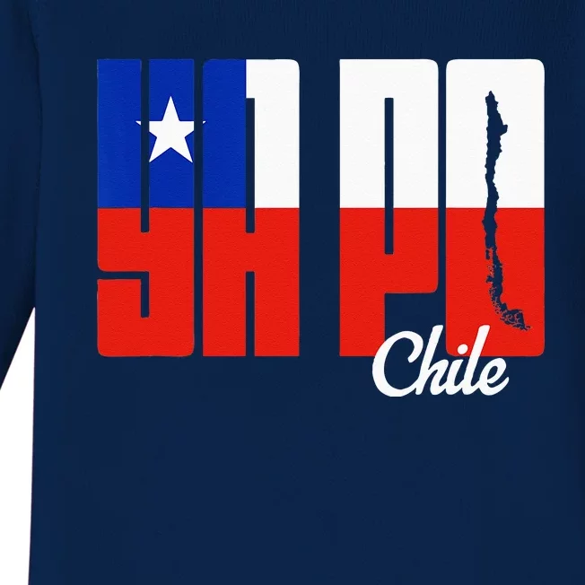 Ya Po Chile Flag And Map Word Fill Baby Long Sleeve Bodysuit