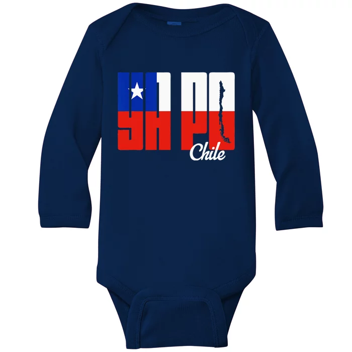 Ya Po Chile Flag And Map Word Fill Baby Long Sleeve Bodysuit