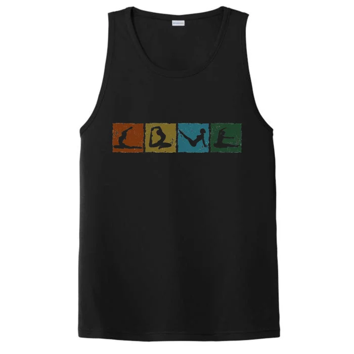 Yoga Poses For Men Women Yoga Lover Retro Meditation Performance Tank