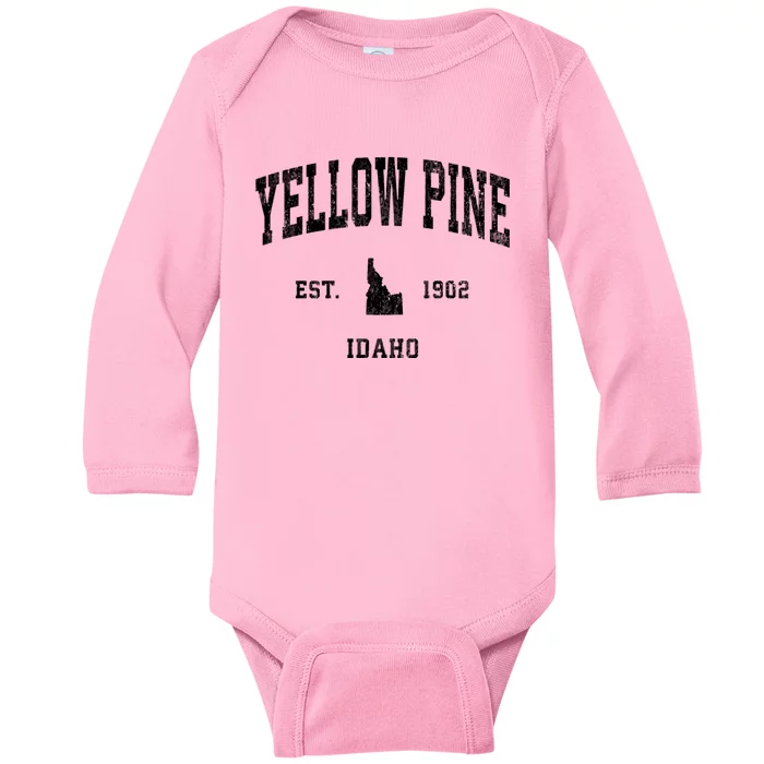 Yellow Pine Idaho Id Vintage Athletic Sports Baby Long Sleeve Bodysuit