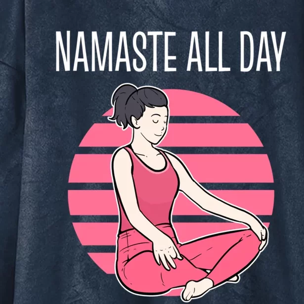 Yoga Pose Namaste All Day Gift Hooded Wearable Blanket