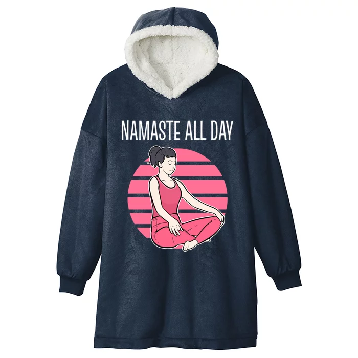 Yoga Pose Namaste All Day Gift Hooded Wearable Blanket