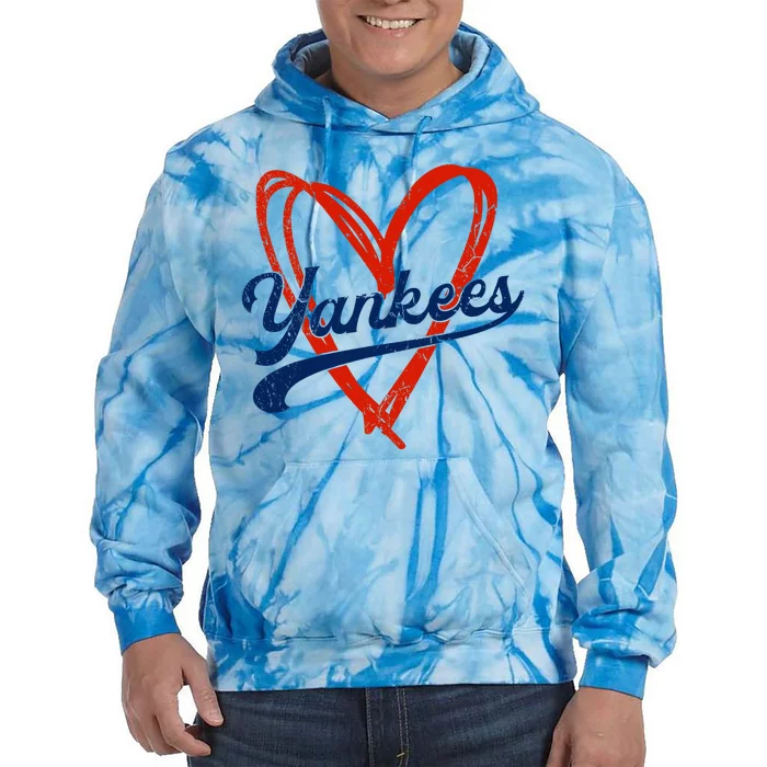 Yankee Personalized Name Retro Vintage Heart Tie Dye Hoodie