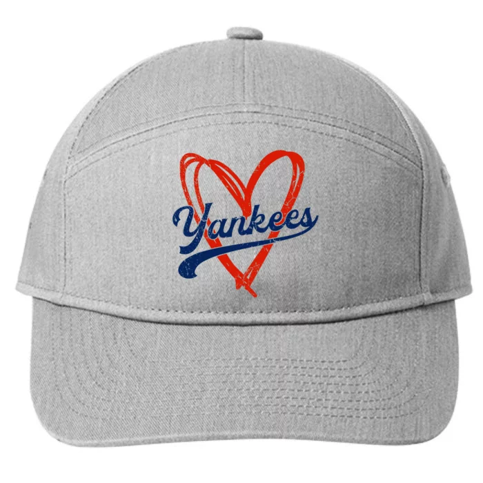 Yankee Personalized Name Retro Vintage Heart 7-Panel Snapback Hat