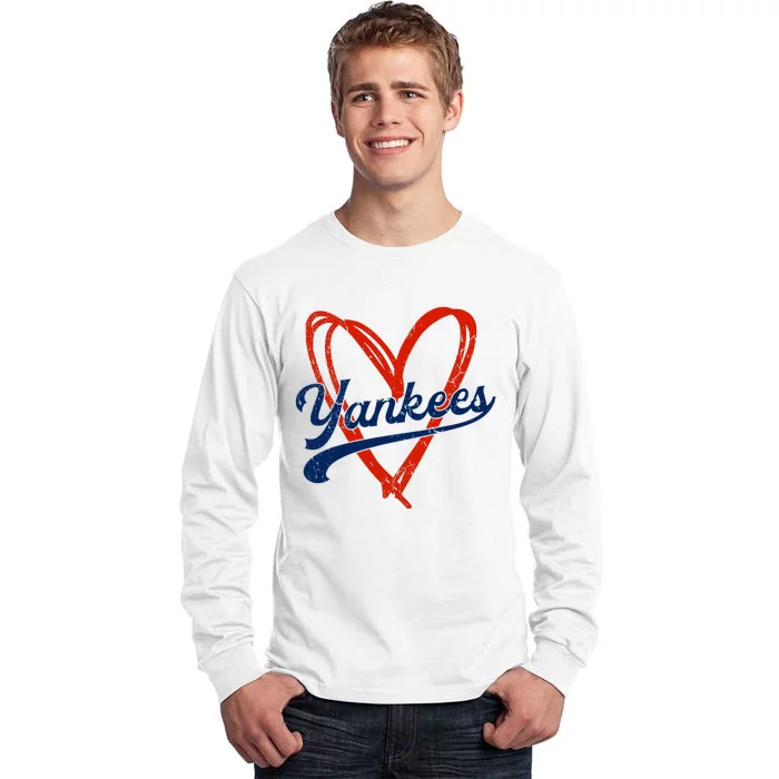 Yankee Personalized Name Retro Vintage Heart Tall Long Sleeve T-Shirt