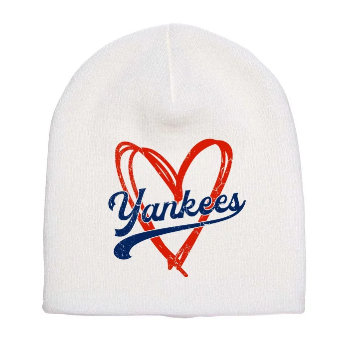 Yankee Personalized Name Retro Vintage Heart Short Acrylic Beanie