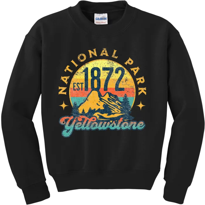 Yellowstone Park Nature Mountains Hiking Outdoors Vintage Kids Sweatshirt