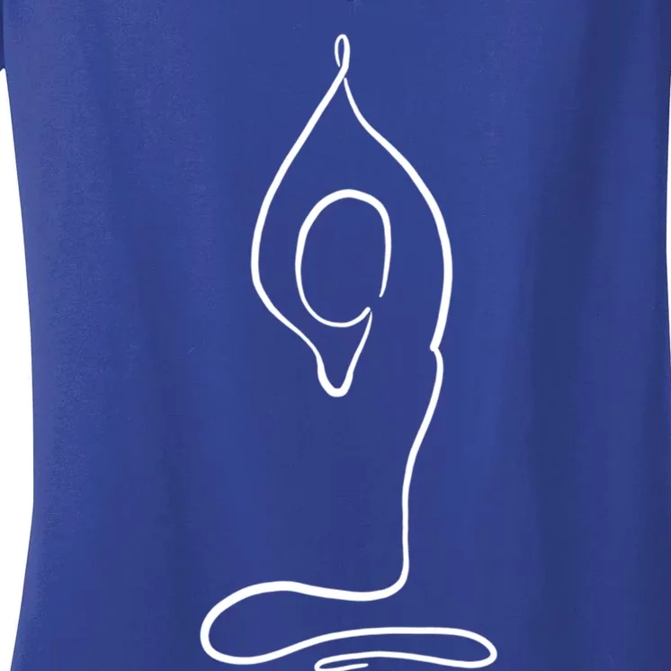 Yoga Position One Line Art Pilates Namaste Asana Buddhism Cool Gift Women's V-Neck T-Shirt