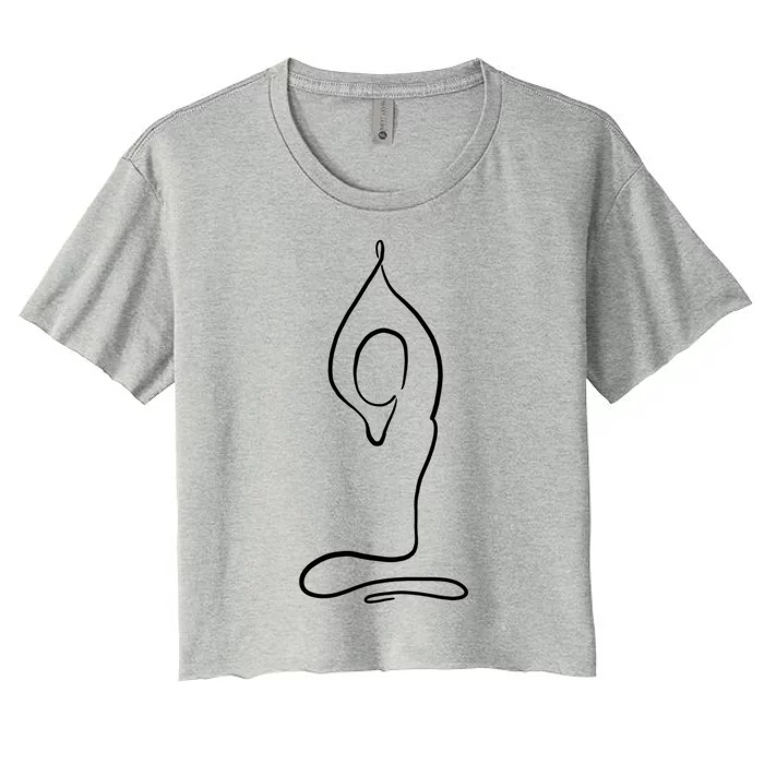 Yoga Position One Line Art Pilates Namaste Asana Buddhism Cool Gift Women's Crop Top Tee