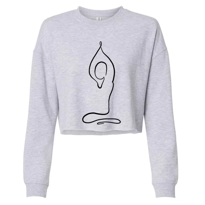 Yoga Position One Line Art Pilates Namaste Asana Buddhism Cool Gift Cropped Pullover Crew