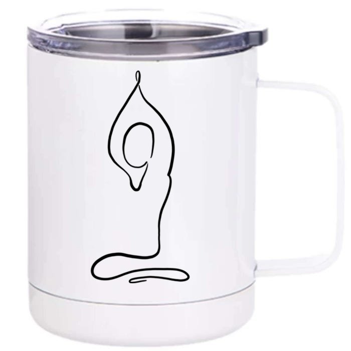 Yoga Position One Line Art Pilates Namaste Asana Buddhism Cool Gift Front & Back 12oz Stainless Steel Tumbler Cup