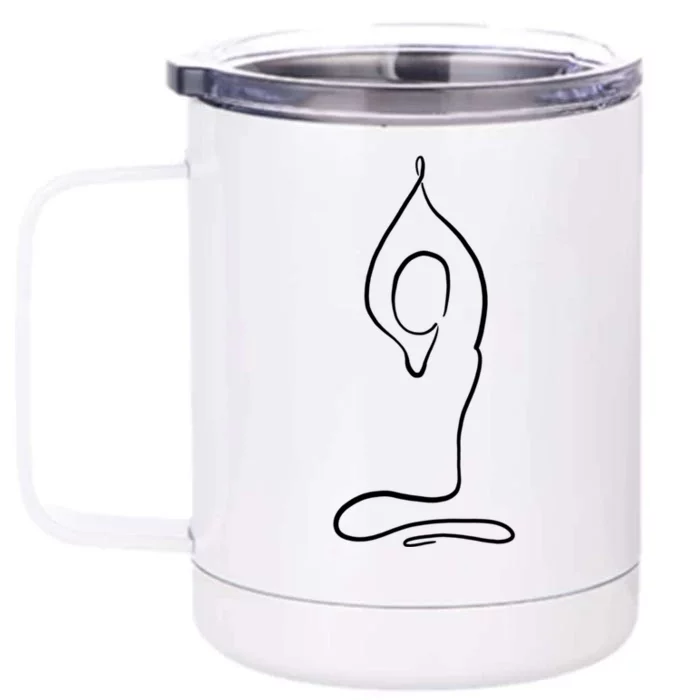 Yoga Position One Line Art Pilates Namaste Asana Buddhism Cool Gift Front & Back 12oz Stainless Steel Tumbler Cup