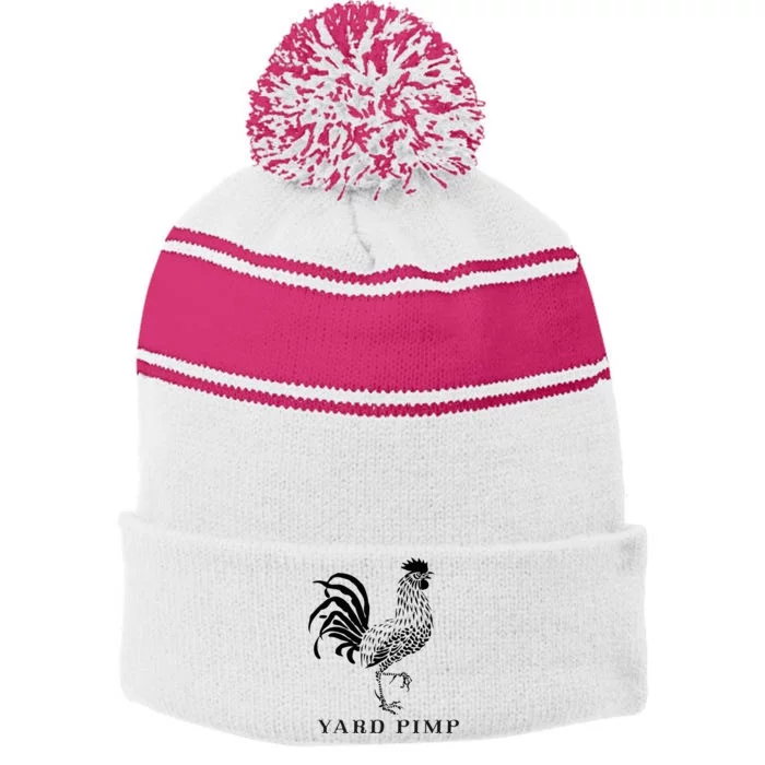 Yard Pimp Rooster King Of The Barnyard Stripe Pom Pom Beanie