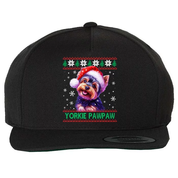 Yorkie Pawpaw Santa Hat Yorkshire Terrier Ugly Christmas Gift Wool Snapback Cap