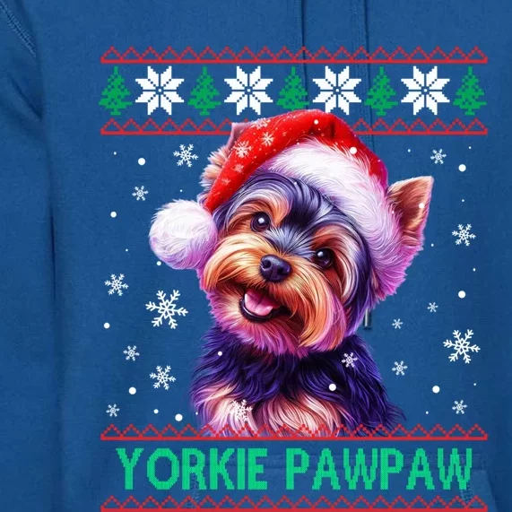 Yorkie Pawpaw Santa Hat Yorkshire Terrier Ugly Christmas Gift Premium Hoodie