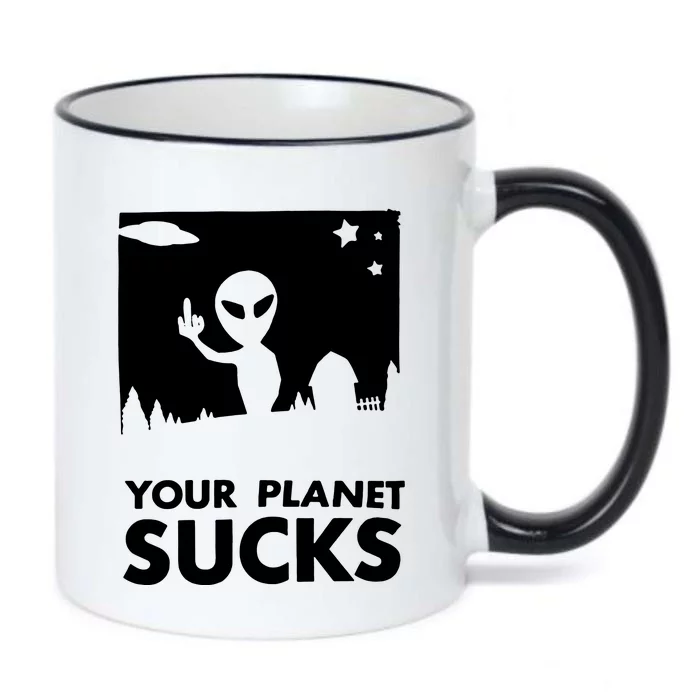 Your Planet Sucks Alien Ufo Black Color Changing Mug