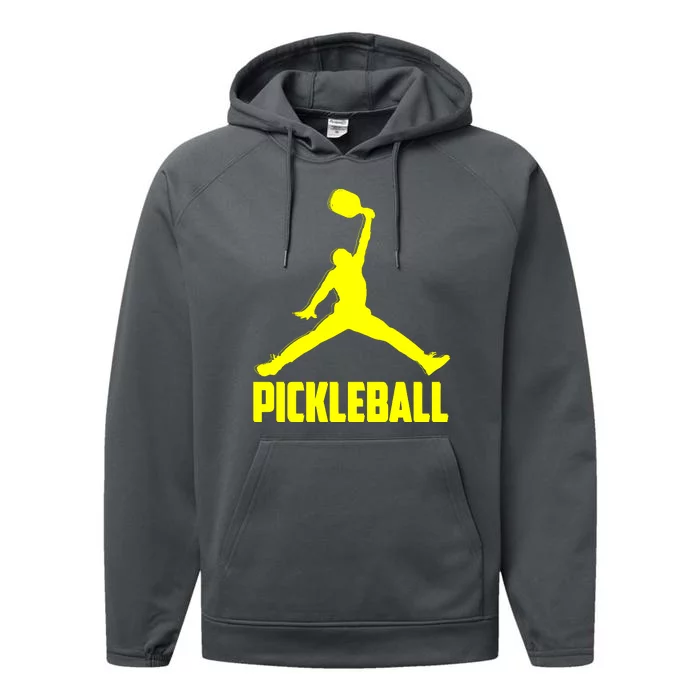 Yellow Pickleball Sports Logo Performance Fleece Hoodie