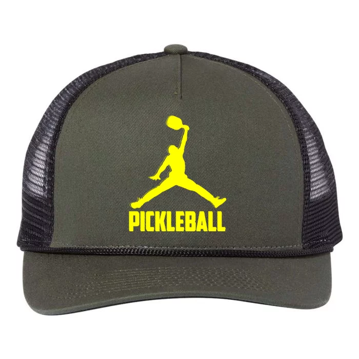 Yellow Pickleball Sports Logo Retro Rope Trucker Hat Cap