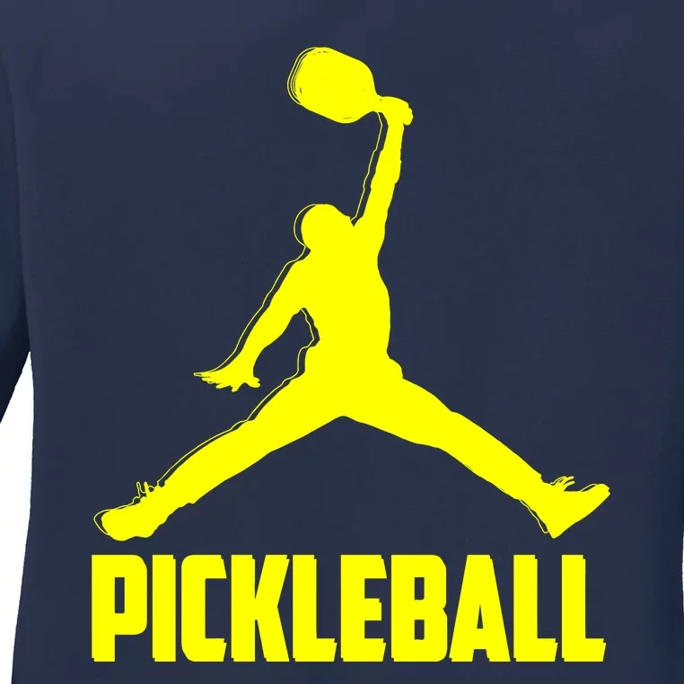 Yellow Pickleball Sports Logo Ladies Long Sleeve Shirt