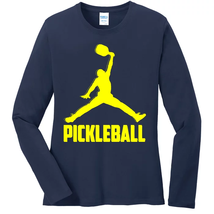 Yellow Pickleball Sports Logo Ladies Long Sleeve Shirt