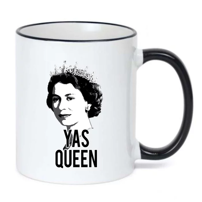 Yas Queen Elizabeth Ii England Meme Gift British Crown Black Color Changing Mug