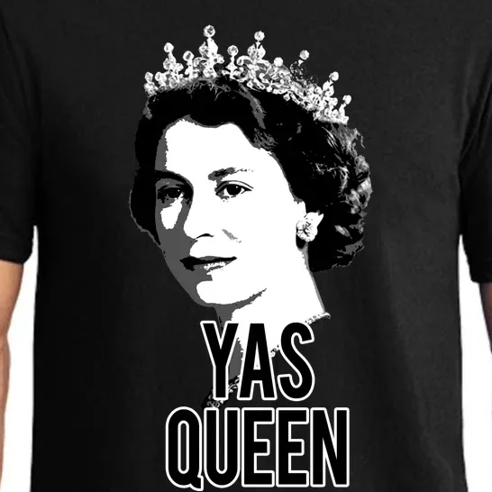 Yas Queen Elizabeth Ii England Meme Gift British Crown Pajama Set