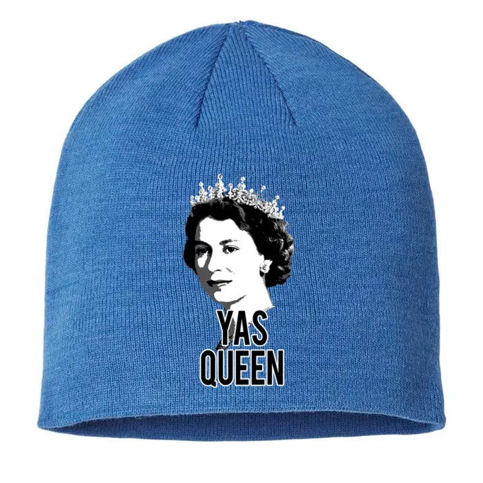 Yas Queen Elizabeth Ii England Meme Gift British Crown 8 1/2in Sustainable Knit Beanie