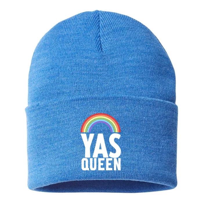 Yas Queen Funny Lgbt Drag Queen Gift Sustainable Knit Beanie