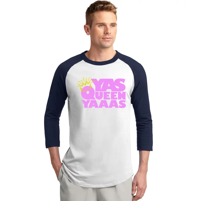 Yas Queen Gift With Crown Hip Lgbtq Gift Baseball Sleeve Shirt