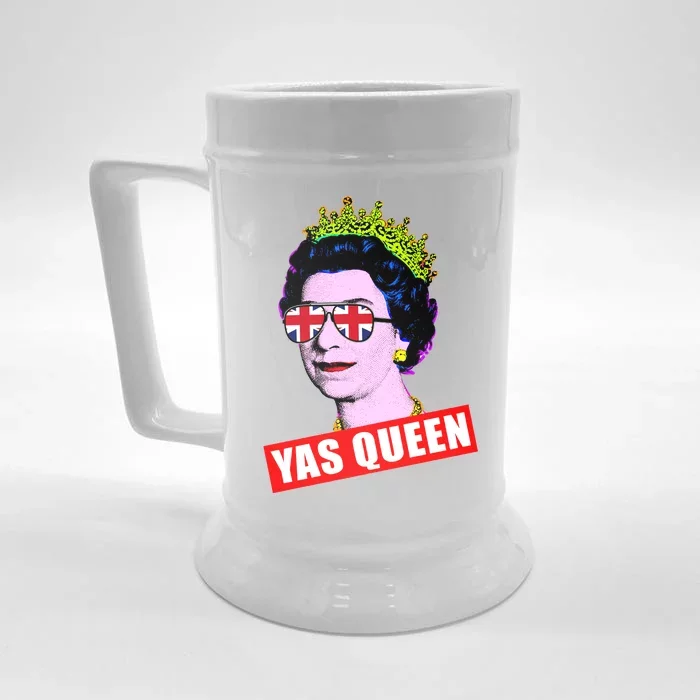 Yas Queen RIP Queen Elizabeth II Rest In Peace 1926 2022 Royal Family UK Flag Front & Back Beer Stein