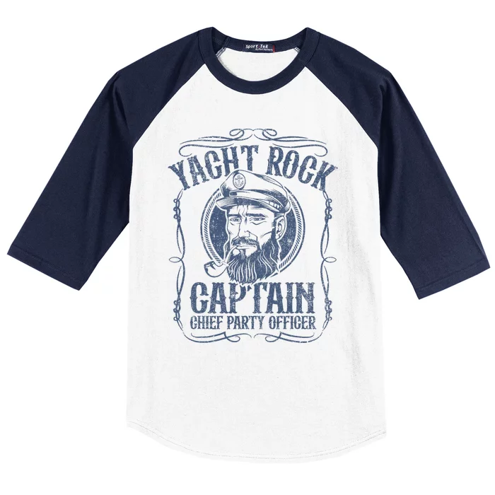 Yacht Rock Captain Pontoon Boat Party Music Boating Baseball Sleeve Shirt