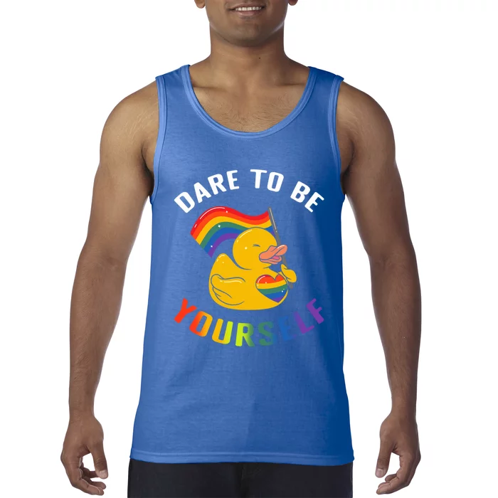 Yellow Rubber Duck Dare To Be Yours Lgbt Rainbow Flag Gift Tank Top