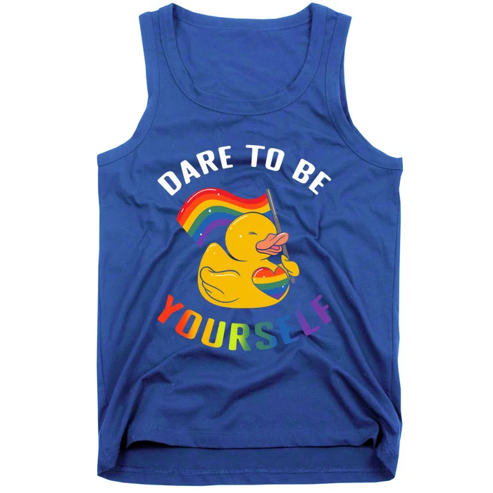 Yellow Rubber Duck Dare To Be Yours Lgbt Rainbow Flag Gift Tank Top