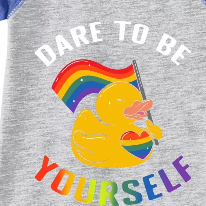 Yellow Rubber Duck Dare To Be Yours Lgbt Rainbow Flag Gift Infant Baby Jersey Bodysuit