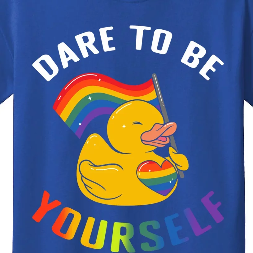 Yellow Rubber Duck Dare To Be Yours Lgbt Rainbow Flag Gift Kids T-Shirt