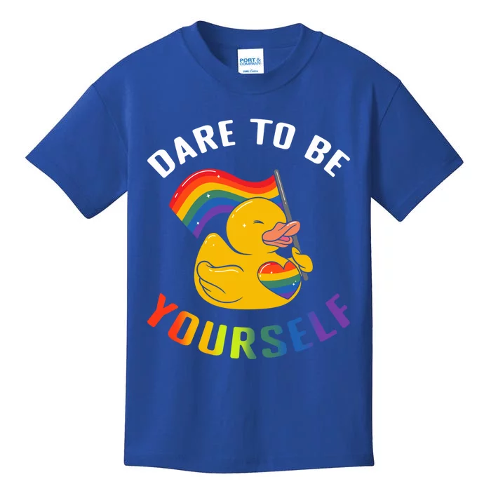 Yellow Rubber Duck Dare To Be Yours Lgbt Rainbow Flag Gift Kids T-Shirt