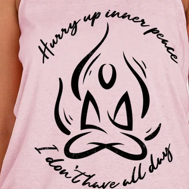 Yoga Relaxation Hurry Up Inner Peace Meditation Gift Women's Knotted Racerback Tank