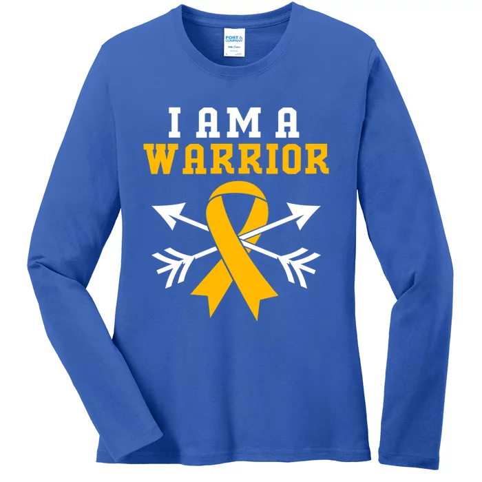 Yellow Ribbon Hood Cancer Warrior Great Gift Ladies Long Sleeve Shirt