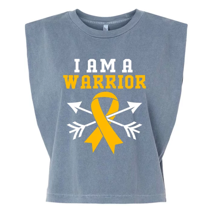 Yellow Ribbon Hood Cancer Warrior Great Gift Garment-Dyed Women's Muscle Tee