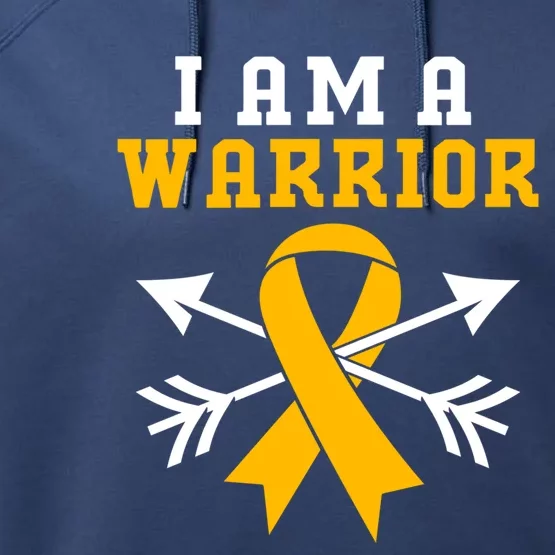 Yellow Ribbon Hood Cancer Warrior Great Gift Performance Fleece Hoodie